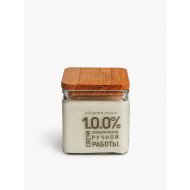 Ароматическая свеча "ВЕЧЕР У КАМИНА", форма КУБ BIG, крышка бук