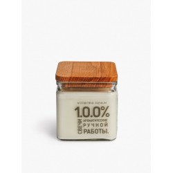 Ароматическая свеча "МАМИНО КАКАО", форма КУБ BIG, крышка бук